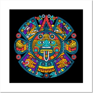 Aztec Calendar - Colorful Design Posters and Art